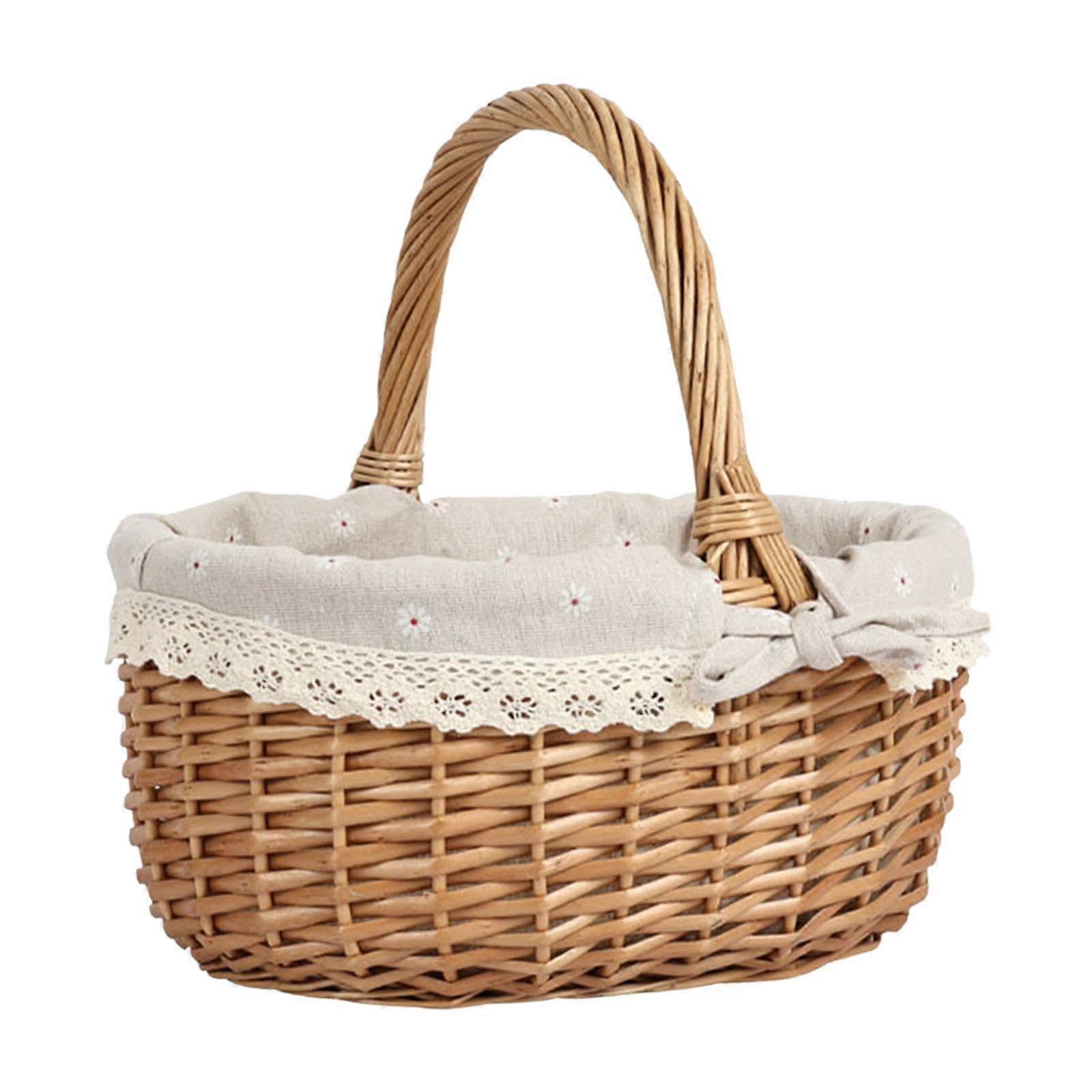 Wicker Picnic Basket for Camping Picnics - Large Insulated, Eco-Friendly, Handmade with Removable Liner and Lid
