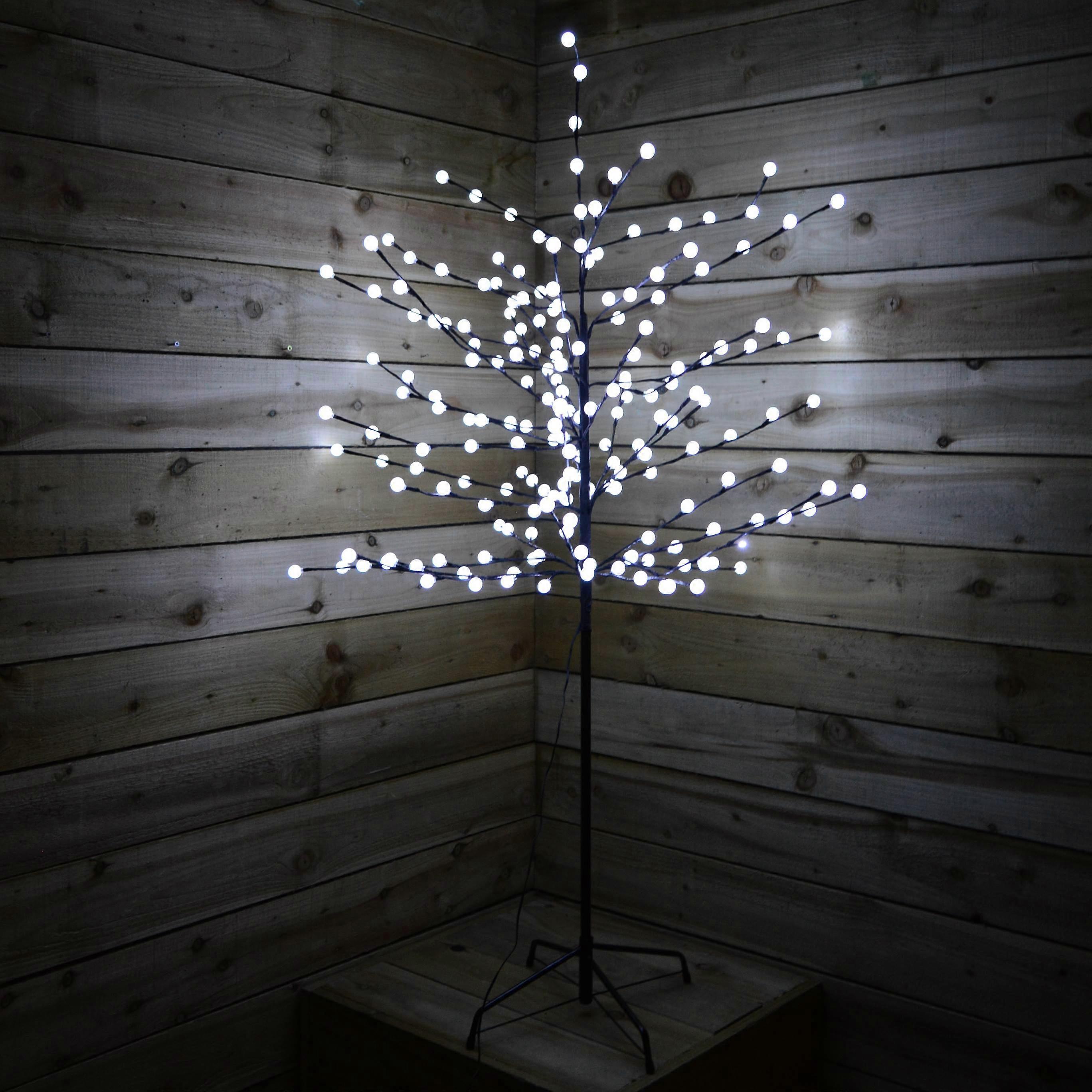 5Ft Bright White Led Lights With Frost Globe Covers Wire Branch Berry Tree