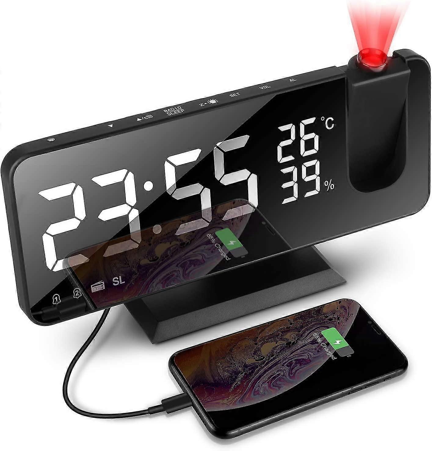 Projector Digital Alarm Clock,  180 Projection Snooze Function