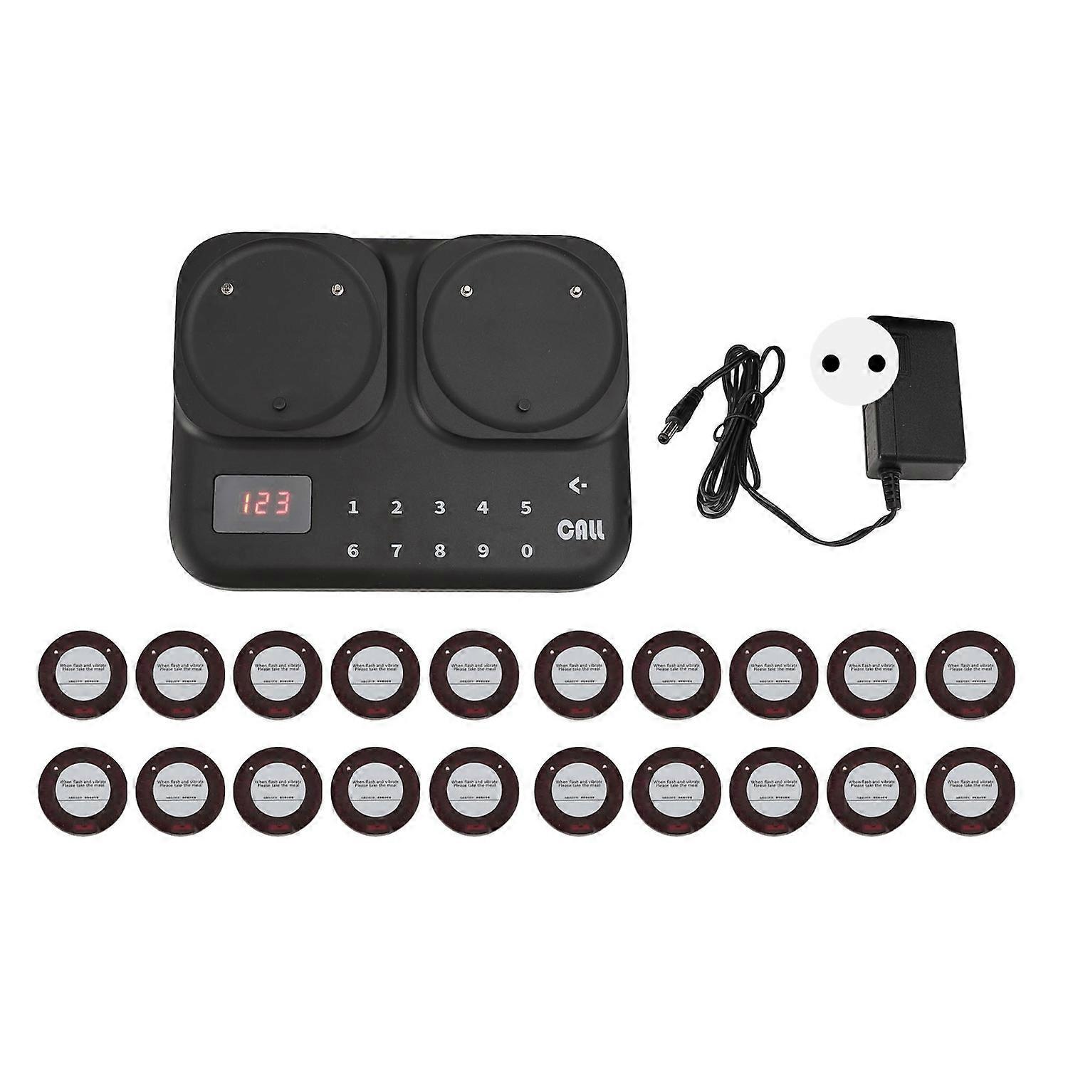 Restaurant Pager System with 20 Beepers 800 M Long Range Round Shape Vibration Flashing Wireless Buz