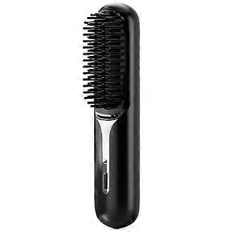Travel Friendly Cordless Hair Straightener Brush With Adjustable Temperature Rechargeable Styling Comb Fast Heating  Purple