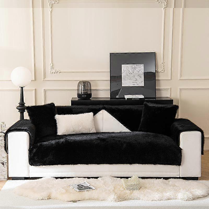 French Mink Velvet Sofa Cushion Winter Warm Non-Slip Cushion High-Grade Thickened Plush Sofa Cover Cloth Cushion
