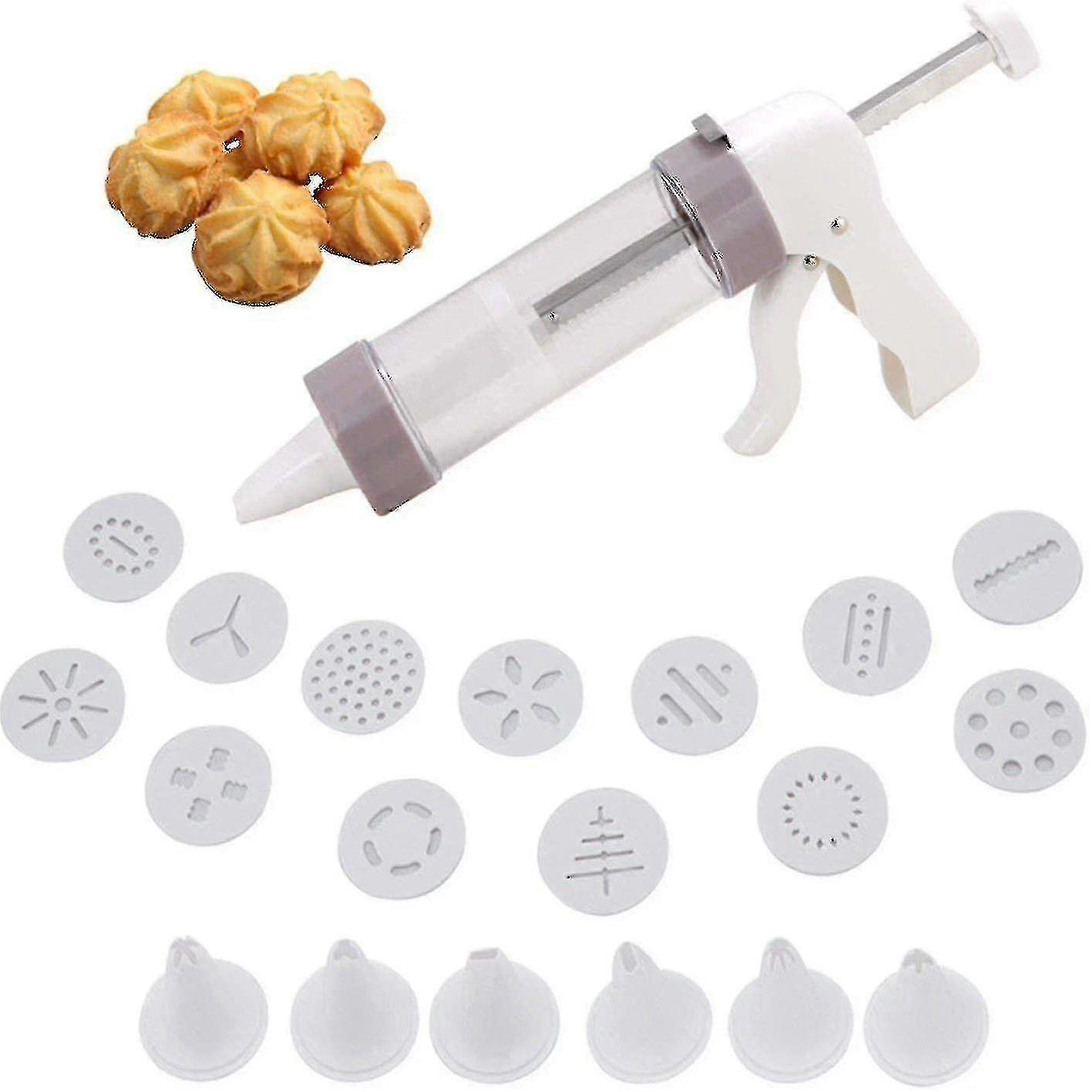 Piping gun, DIY baking tool with 12 - piece discs and 6 - piece nozzles for creating various pastry shapes
