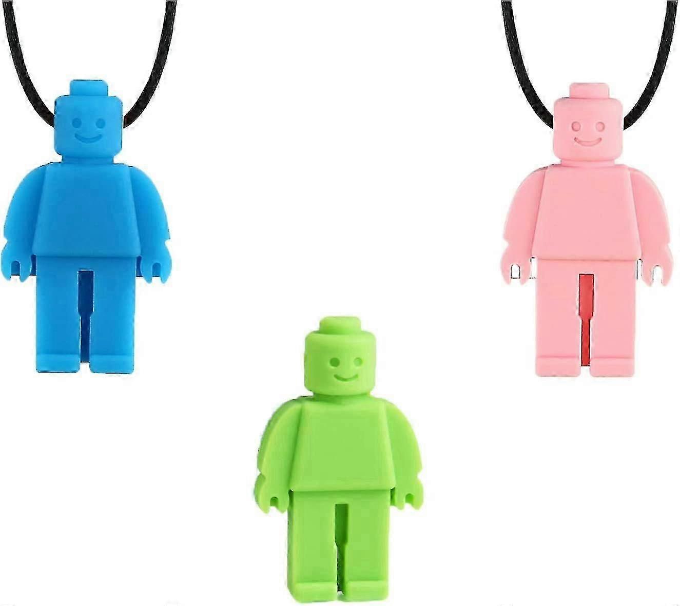 Silicone Chewing Teether Necklace (3 Pack), Acsergery Robot Shape Chewelry Pendant Gift
