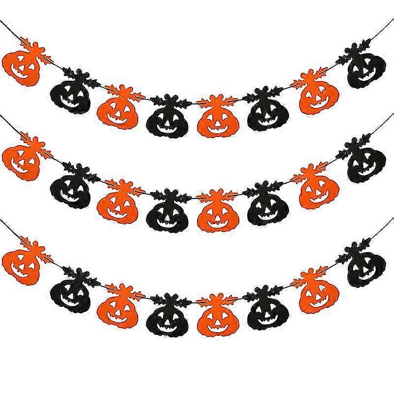 3pcs Pumpkin Flags For Halloween Decorations