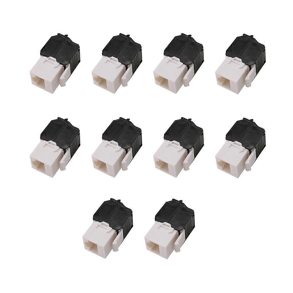 10-Pack Cat6A RJ45 Jack -Cat6 Compatible 180 Degree Toolless