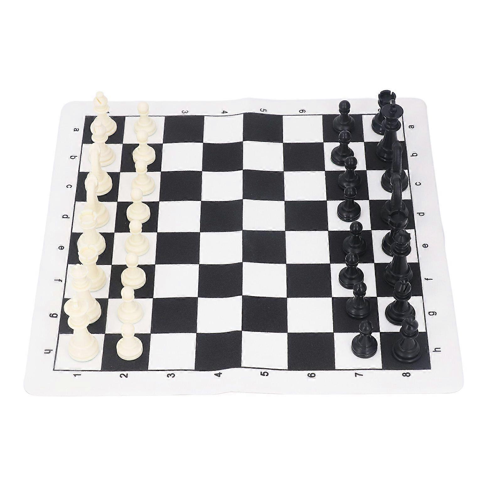 International Chess Set - Black and White Plastic Pieces