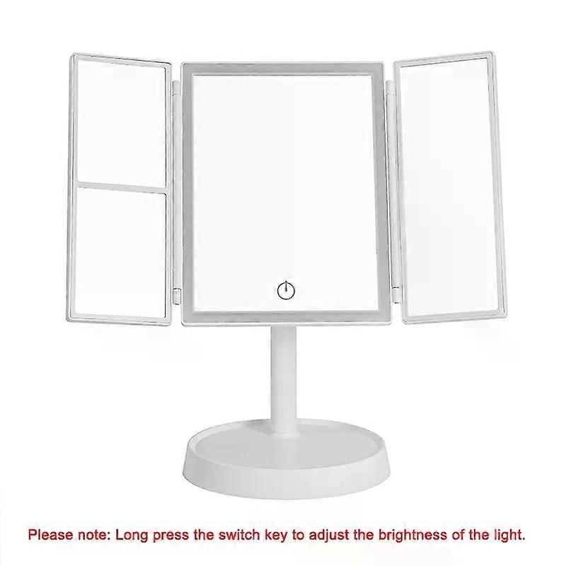 Foldable Makeup Mirror with LED Light 3 Tone Lights Desktop Vanity Mirror 2X/3X Magnifying 360 Adjustable Rechargeable
