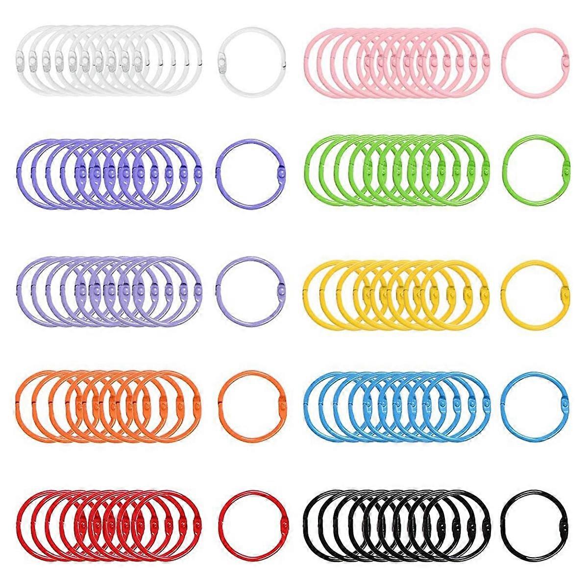 100Pcs Colorful Book Loose Leaf Binder Rings - 3cm Metal