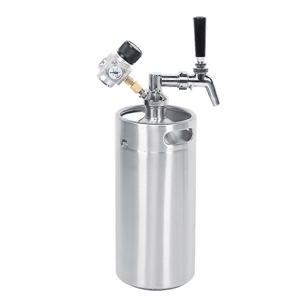 3.6L Stainless Steel Automatic Homebrew Beer Barrel Kit Keg+Tap+Spear+2 Class Constant Pressure Gauge