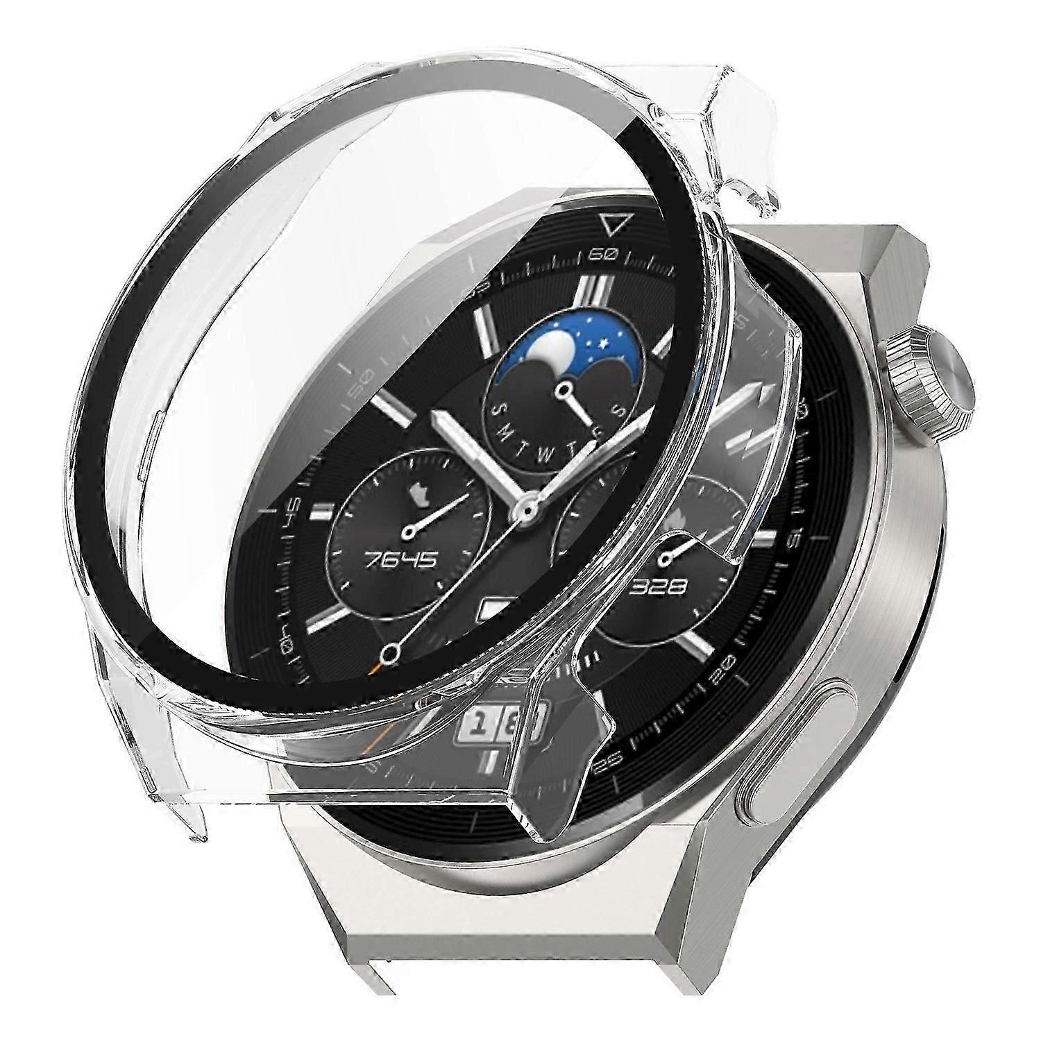 For Huawei Watch GT 3 Pro 46mm Hard PC Watch Case Cover with Tempered Glass Screen Protector