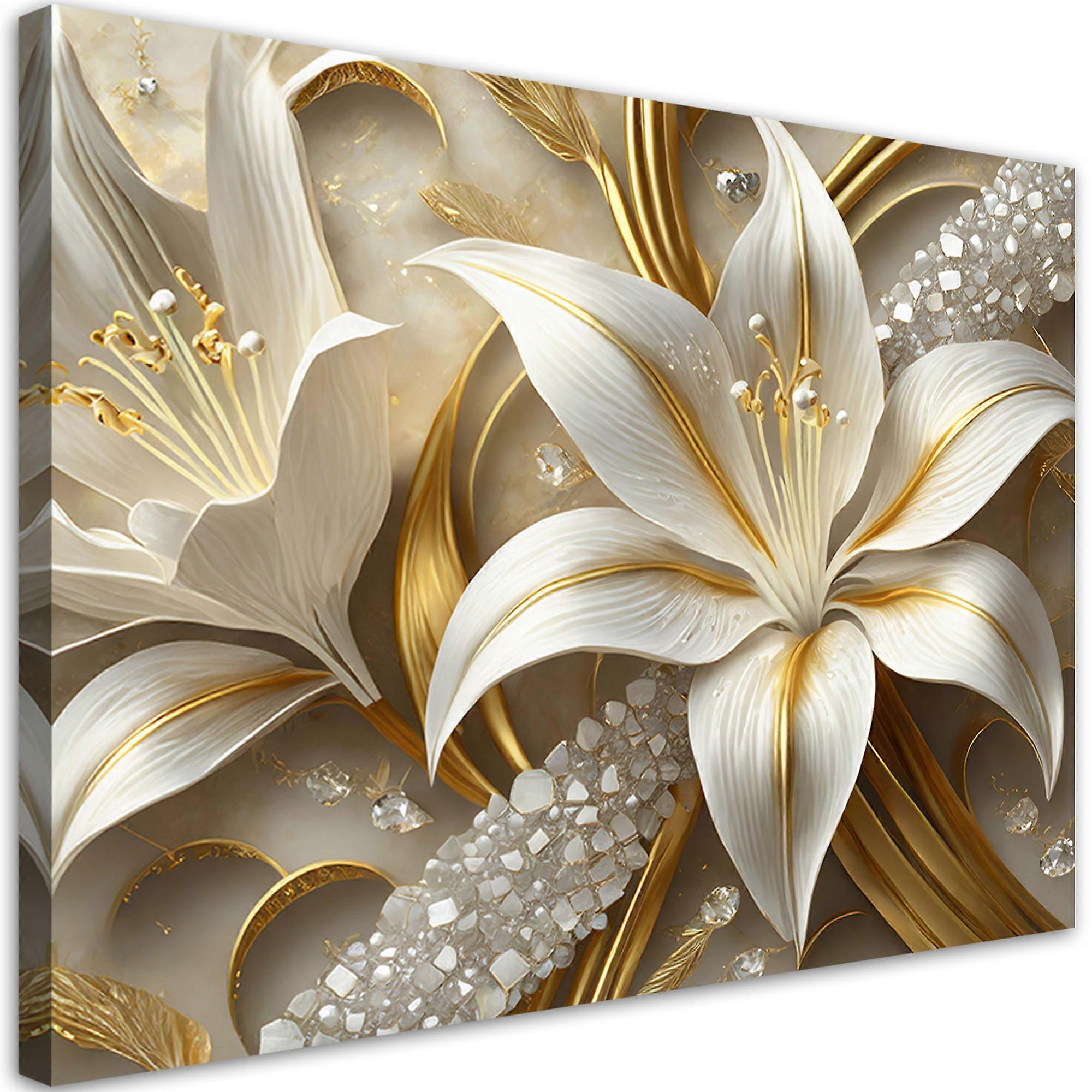 Lienzo, Lirios glamour oro - 100x70