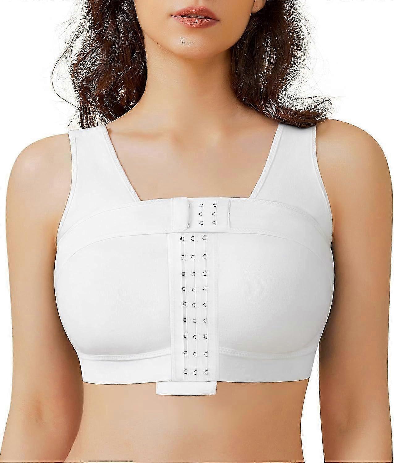 Front Closure Compression Wireless Everyday Bra for Women Post Surgery Posture with Breast Support B