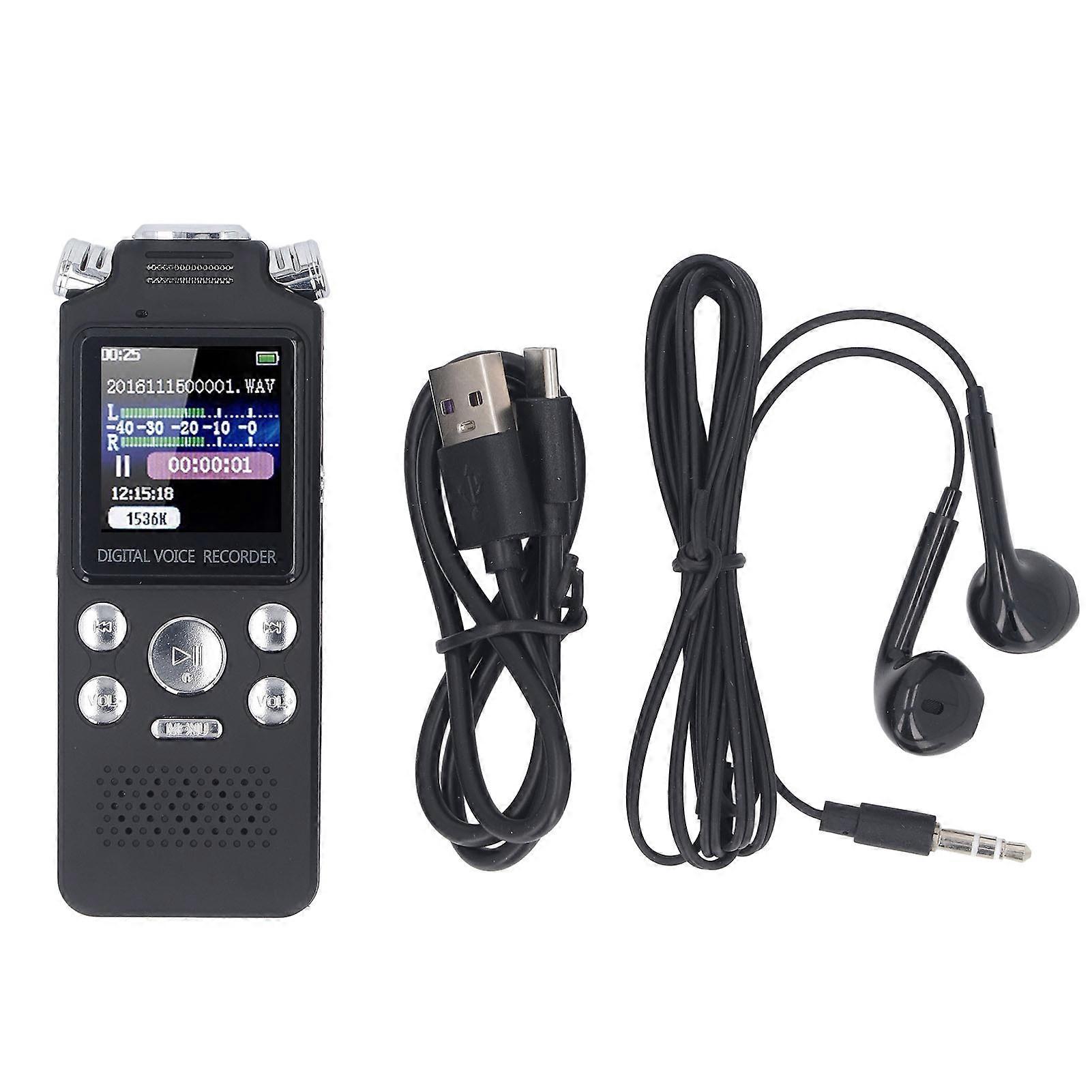 Recorder with Speaker Double Microphone 0.8 Inch LCD Screen MP3 Player Noise Cancellation Digital Voice Recording Device for Interview