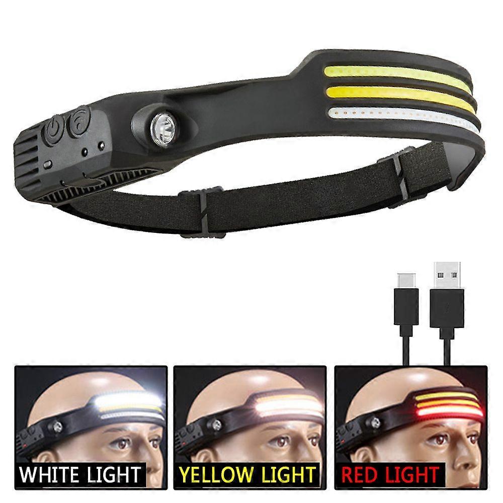 Cob Led Headlamp With Sensor, Usb Rechargeable Battery Powered, Great For Fishing Headlamp Powerful Rechargeable Led Headlamp Rechargeable Led Headlam