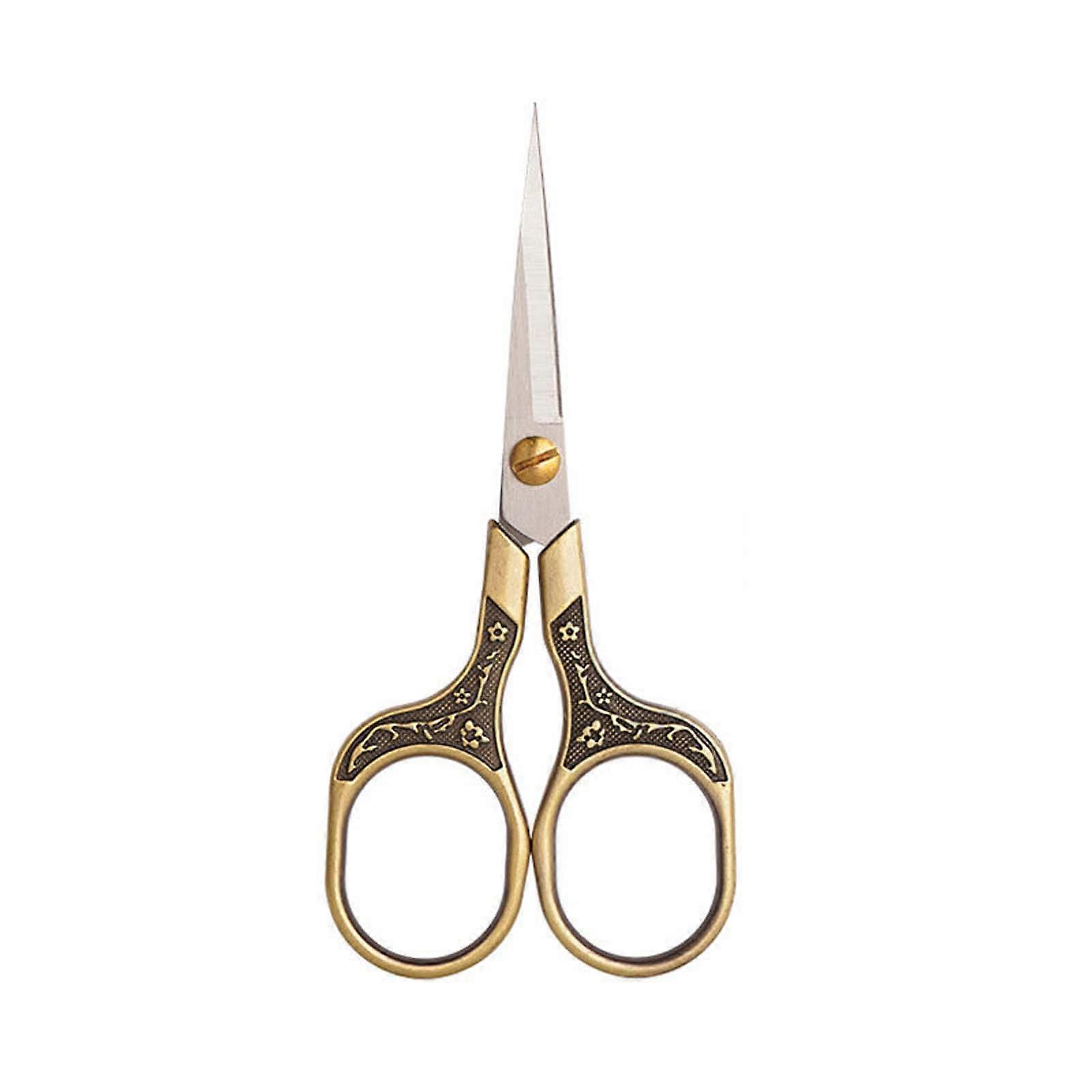 Vintage Stainless Steel Electroplated Scissors Retro Carved Scissors Stitch Thread Ends Home Scissors Office Scissors SS