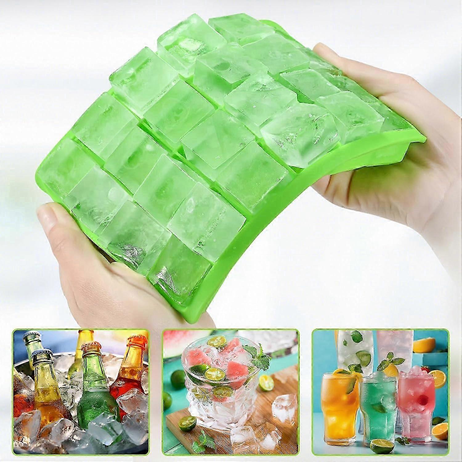 Silicone Ice Cube Tray, Flexible Ice Cube Tray with Removable Lid, 2 PCS of Ice Cube Moulds Set and 24 Ice Cub Per Tray for Whiskey, Drink