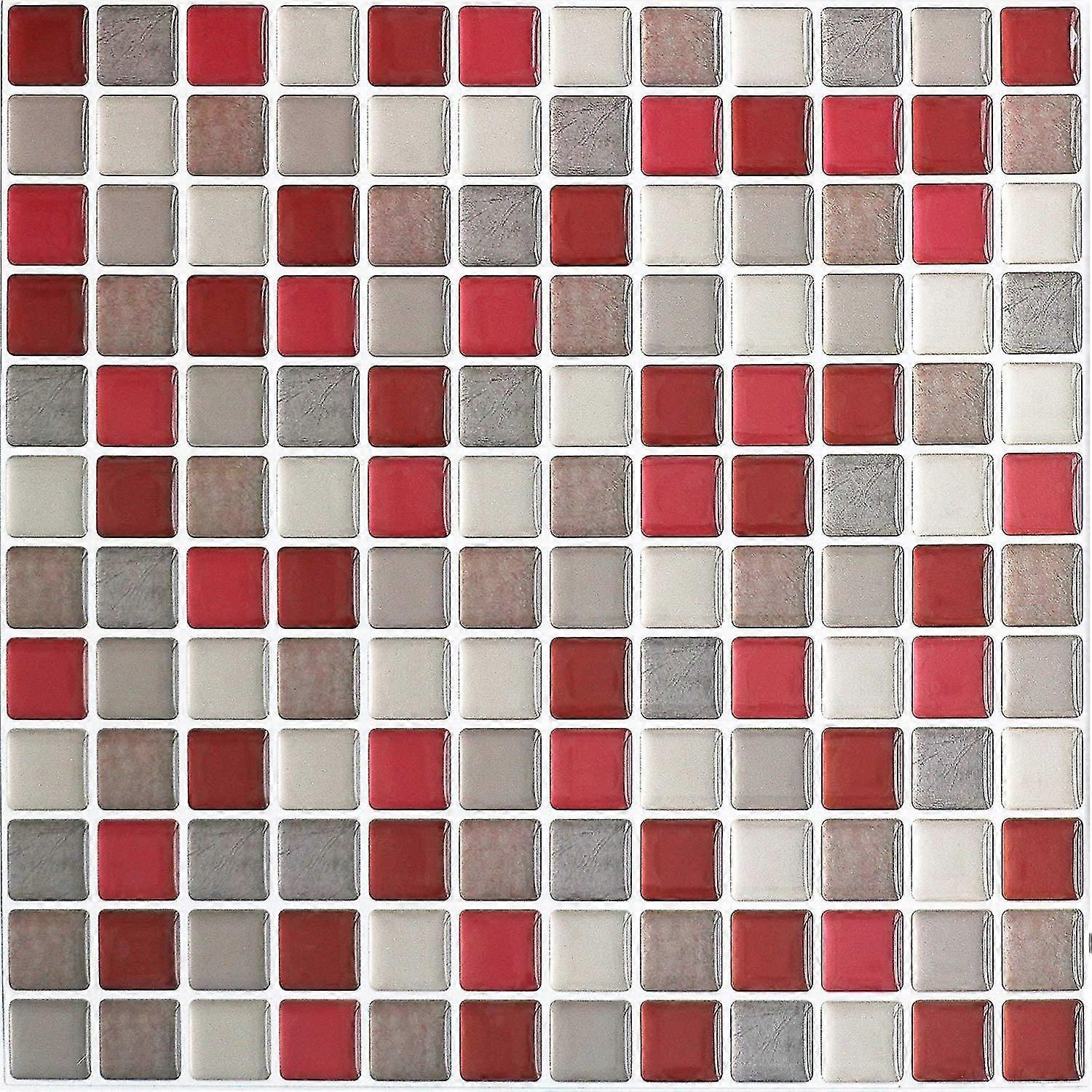 3Dモザイクタイル接着剤壁防水自己接着タイルステッカー23.6x23.6cmキッチンバスルーム用-4個