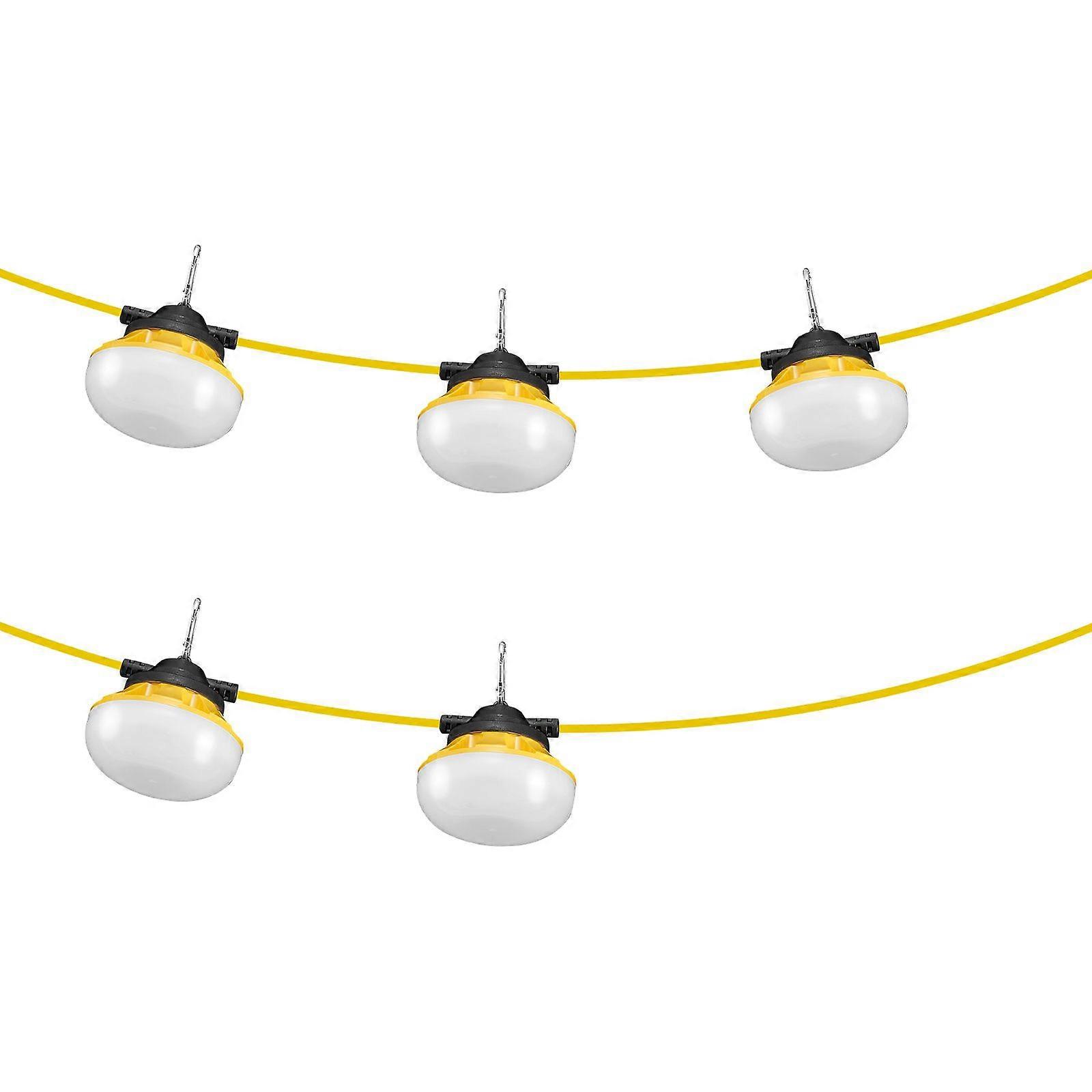 50FT Construction String Lights, 50W 5000LM, 5PCs String Work Light, 5000K Daylight & IP65 Waterproof, with Hanging Hooks, for Construction Site, Temp