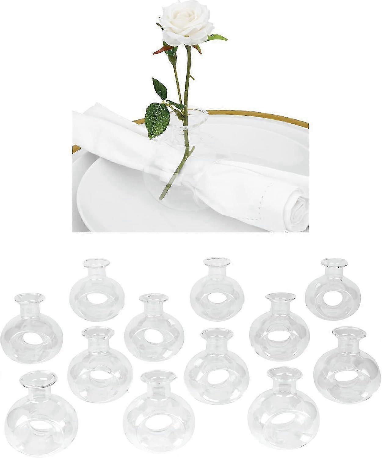 Whole 3" Tall Clear Glass Napkin Ring Bud Vase