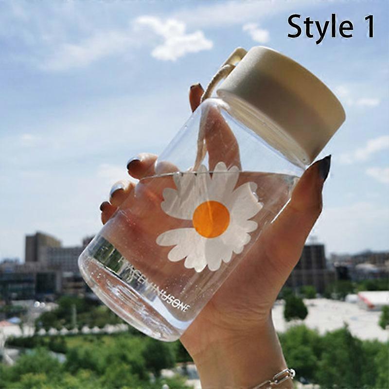 500Ml Small Daisy Transparent Plastic Water Bottles Water Bottle Portable Travel