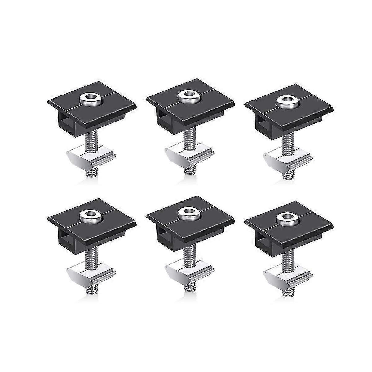 6 pack 30mm black t-shaped adjustable solar panel center clamp