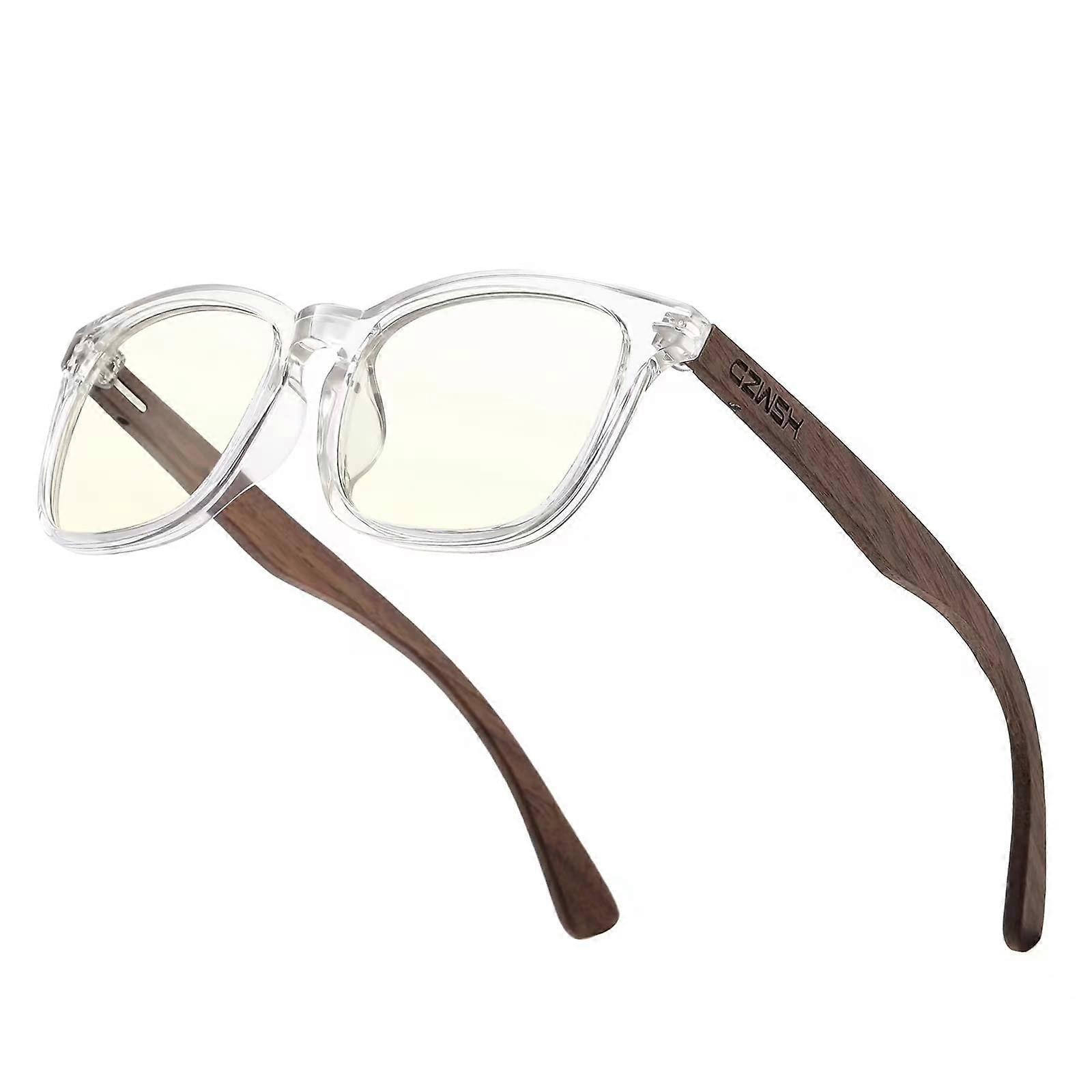Blue Light Blocking Glasses for Computer, Reading, Gaming, and TV - Black Walnut Wood Frame for Men and Women