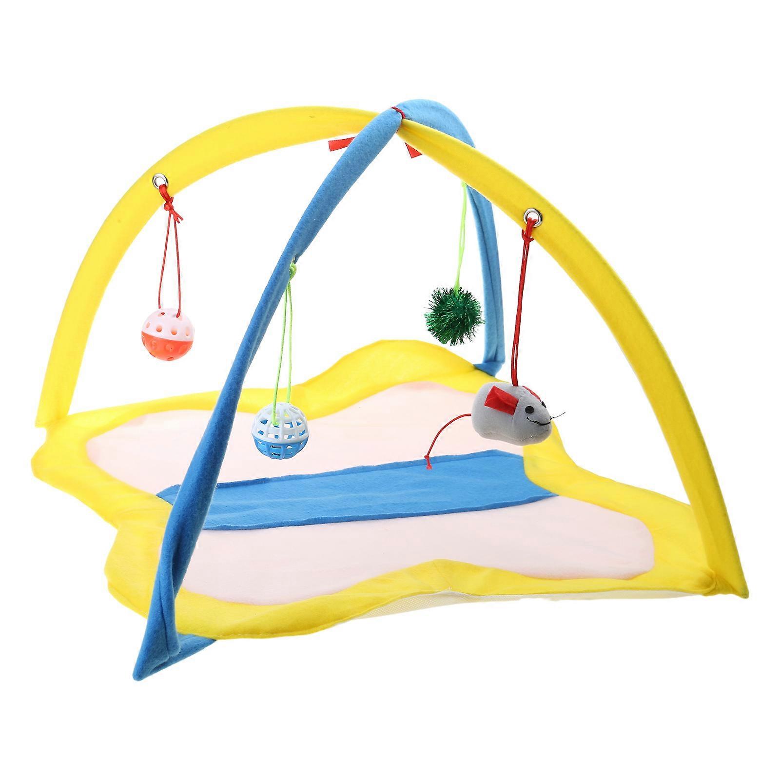 Foldable Cats Tent with Color Bells Ball Rabbit Play Chaseing Hide Tent Indoor for Game Exercising Hideing Training Toy