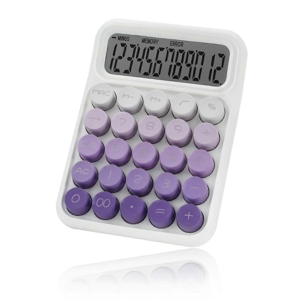 Desktop Mechanical Calculator, Cute Big Buttons Calculators with 12 Digits Large LCD Display, Desk