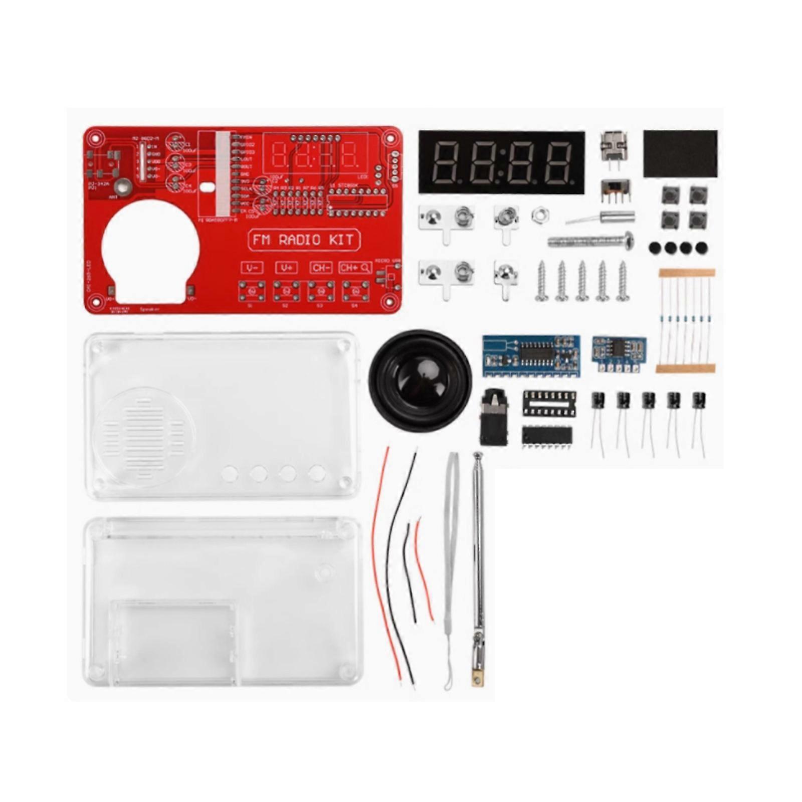 FM Radio Kit DIY FM Radio Electronic Kit Adjustable Frequency 0.36in LED Display DIY Soldering Project with Lanyard Hole