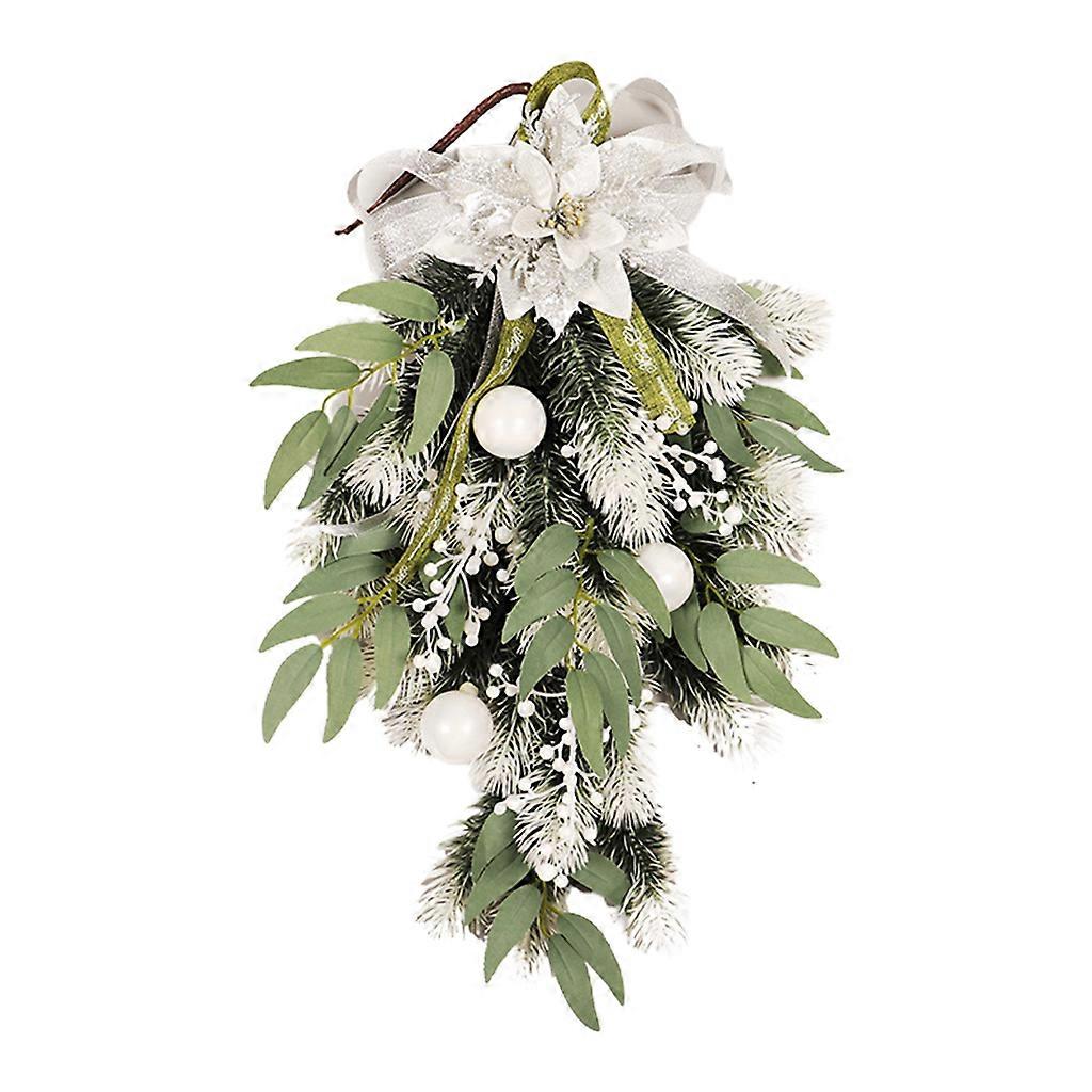 クリスマスリース逆さまの白い花のフルーツガーランドオーナメントクリスマスツリーホームファームハウスホリデーウォールドア窓の装飾人工ガーランド