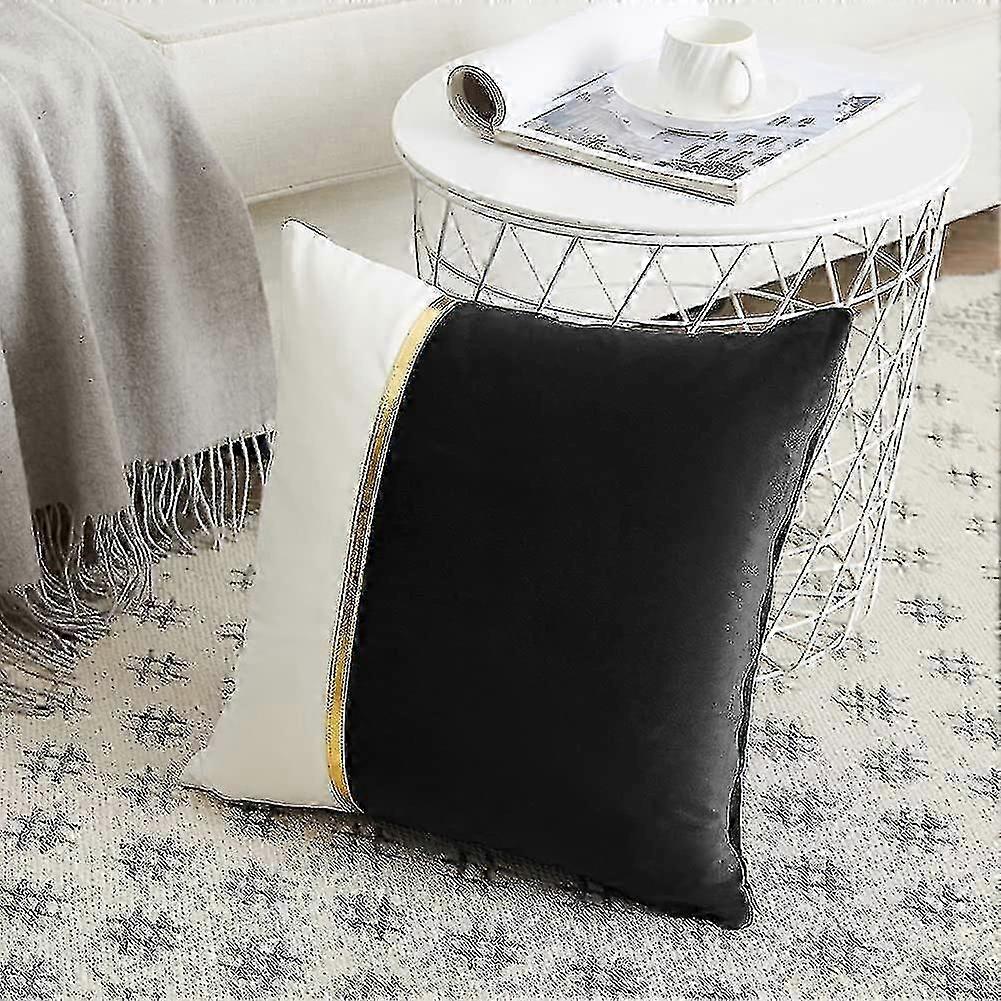 2 Packs Black Throw Pillow Covers 18x18 Inch