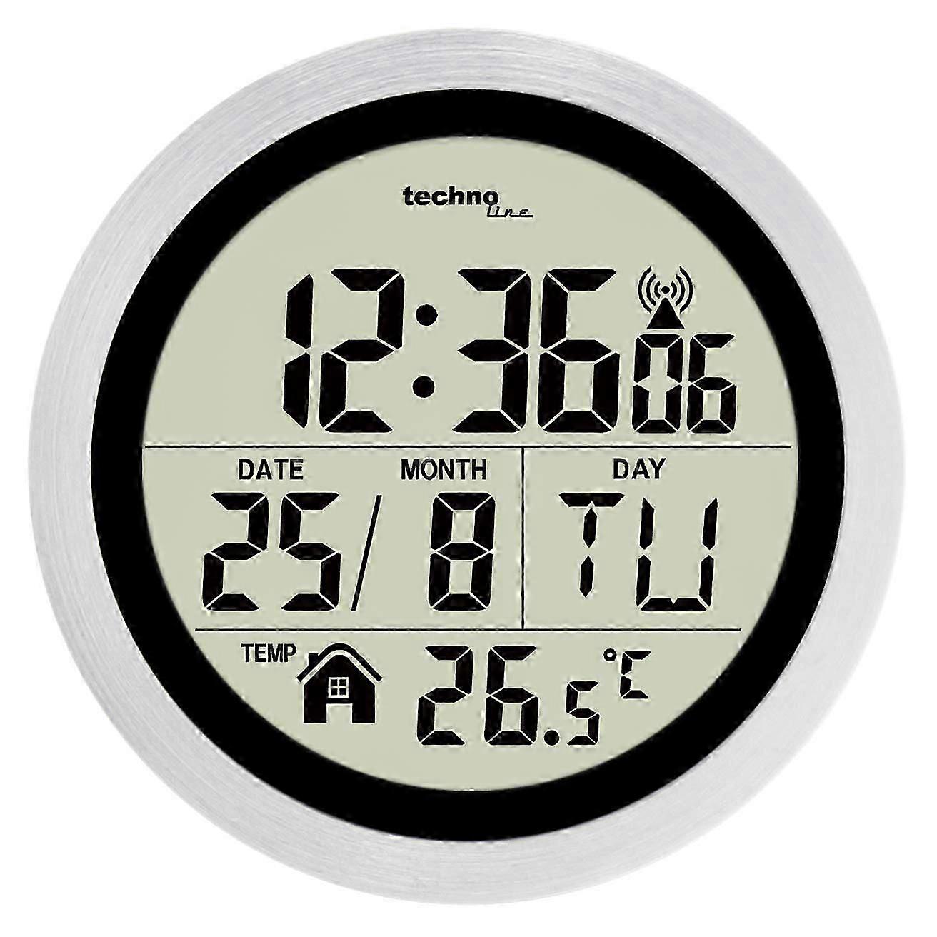 IP4 방수 디지털 욕실 라디오 벽시계, 실버, 145 x 60mm
