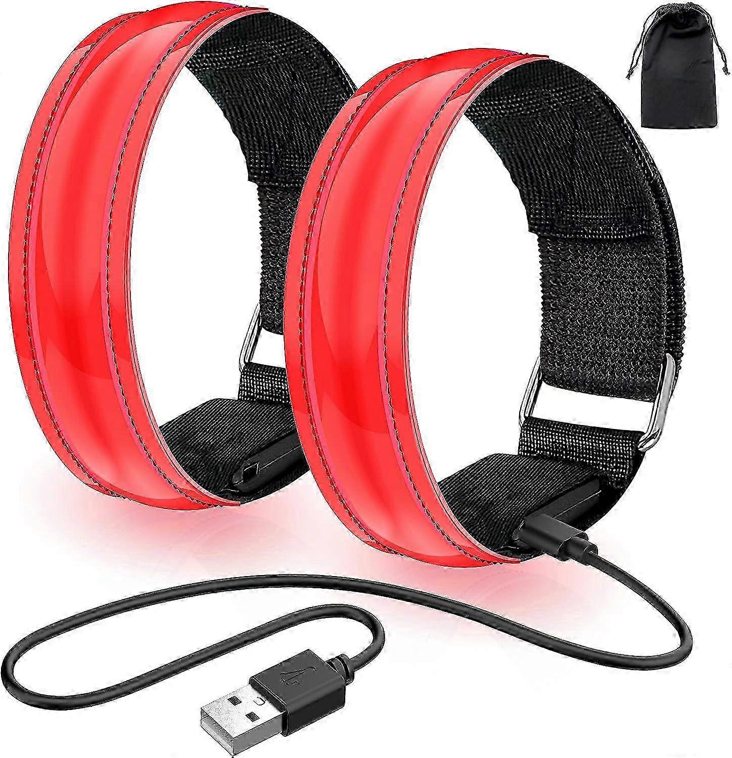 Çocuklar için Şarj Edilebilir LED Bilezik - Koşu ve Spor için 2 Paket USB Işık Bantları