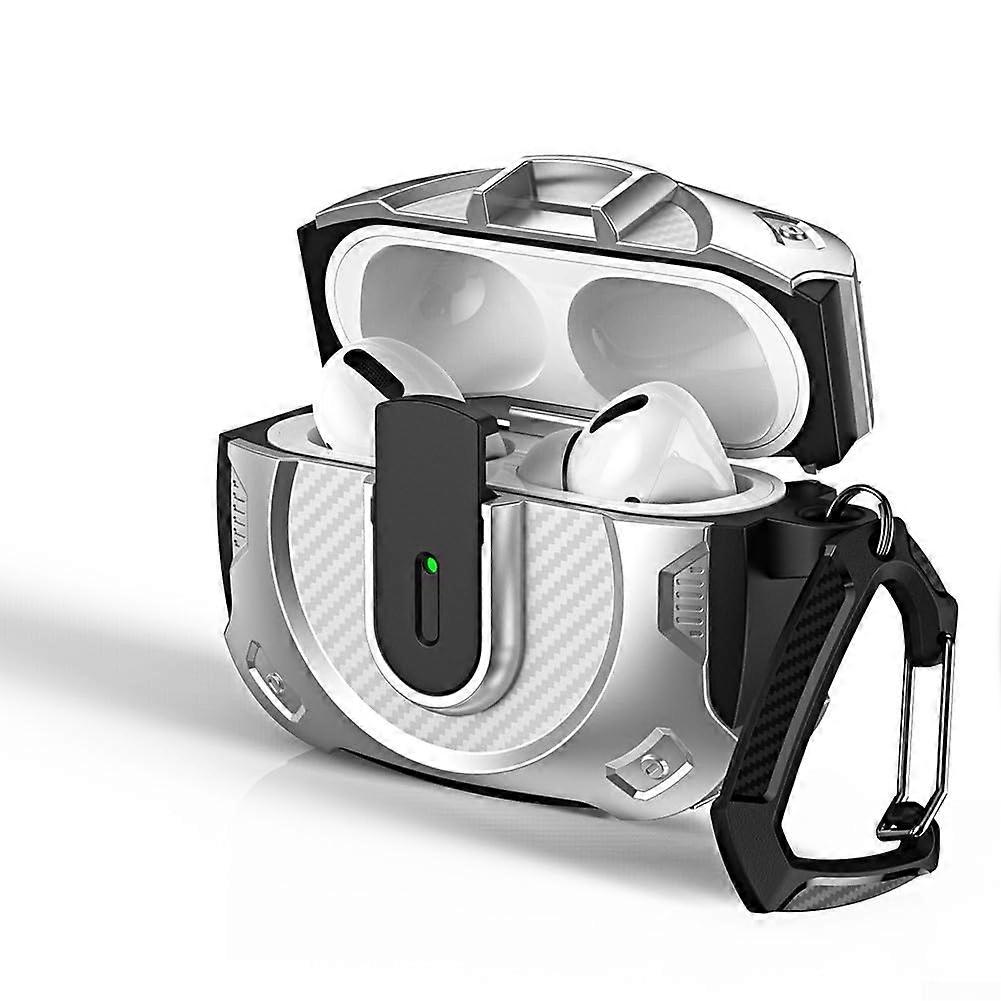 For Airpods 4 case with robust locking system, lightweight design, easy to carry (silver)