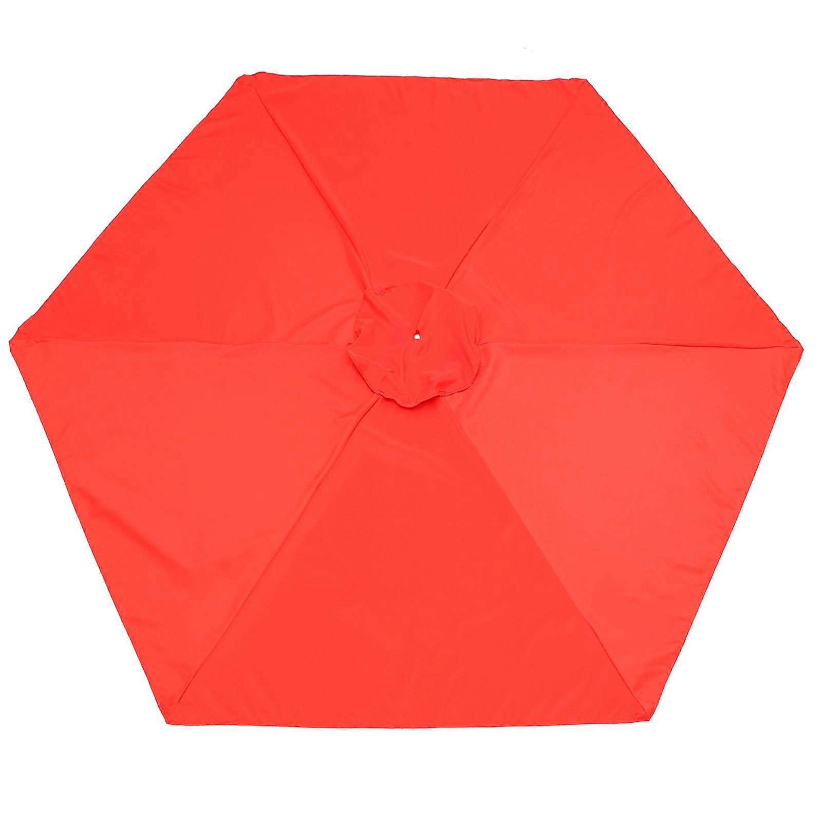 Umbrella Canopy Replacement Red Polyester Fabric with Sun-Rain Protection for Daily Use