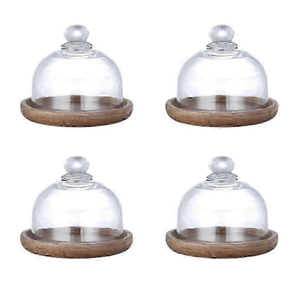 Multifunctional Mini Dessert Stand with Dome Lid - 4Pcs Cake Plate Set