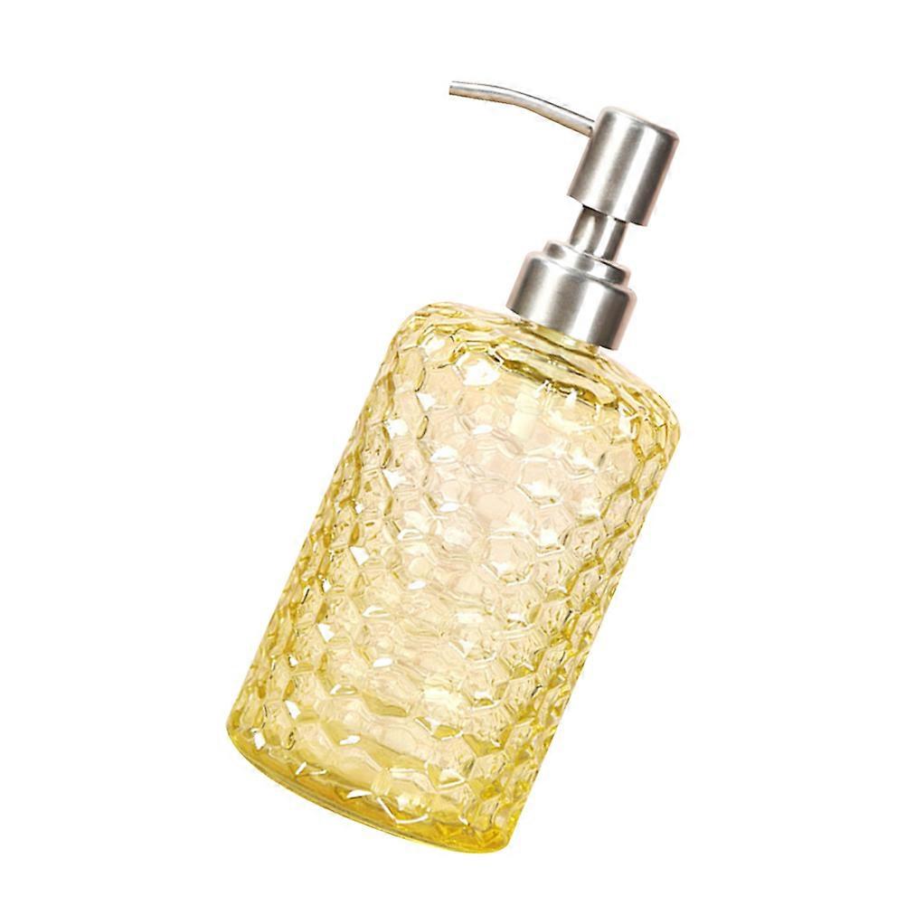 Refillable Glass Pump Bottles for Shampoo, Liquid Soap & Lotion – Yellow Pineapple Design for Home, Bathroom & Travel Use