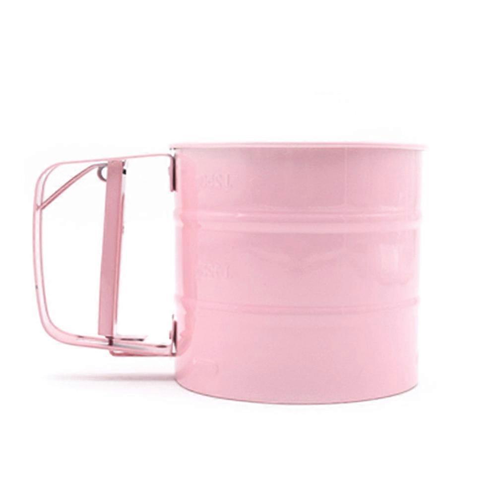 Stainless Steel Powdered Sugar Net Pink Sifting Strainer for Baking Enhances Bread Fluffiness
