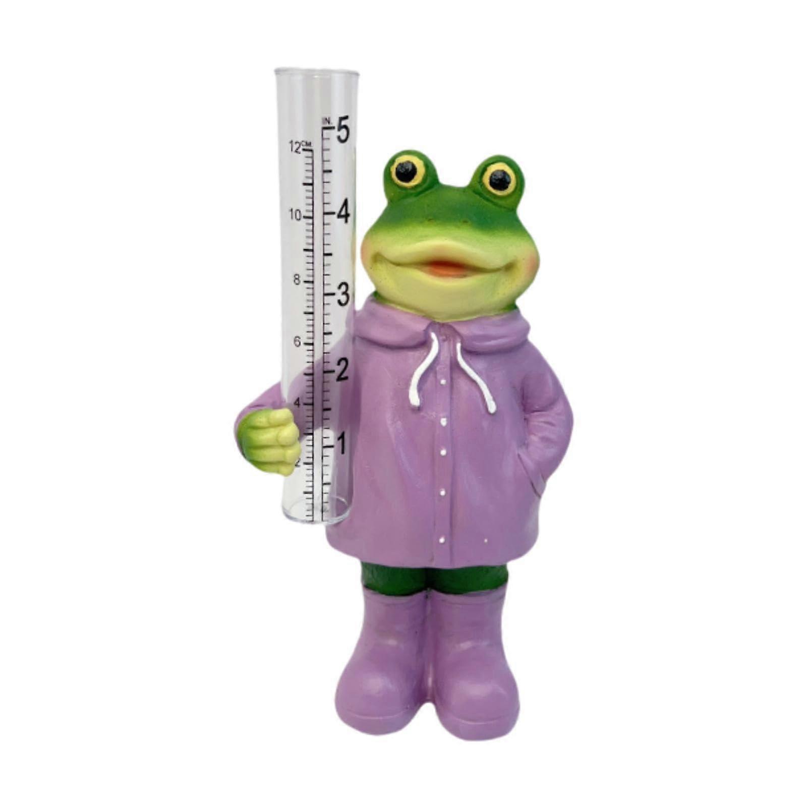 Garden rain gauge, resin figure for outdoor, easily readable, frog 20.4x10.8x7.3cm