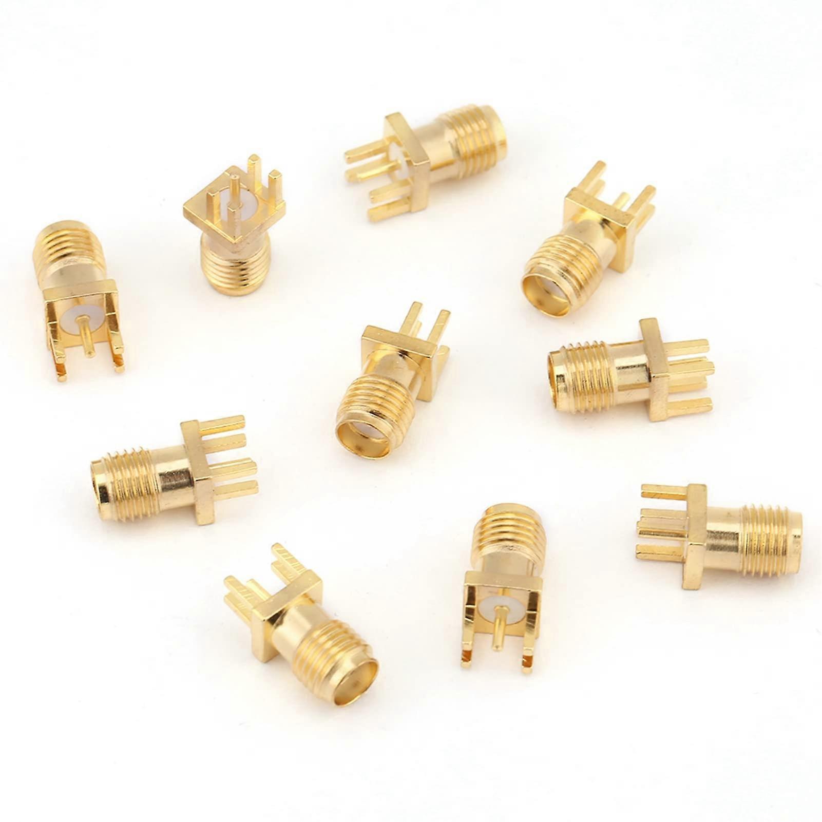 SMA Female PCB Mount RF Connector 50 Ohm Brass for Electronics Projects 10 Pack
