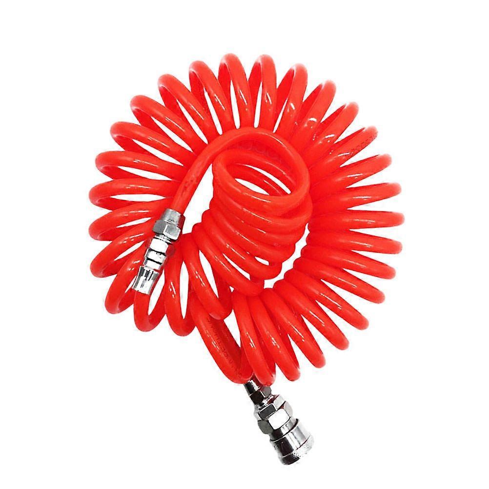PU Spring Hose Pneumatic Airline Hose for Air Compressor Durable Red 1Set