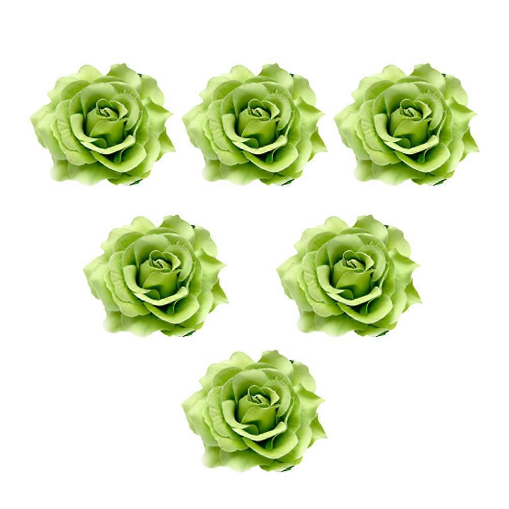 Rose Flower Brooches Elegant Artificial Flower Decorative Accessory For Wedding Green 10x10x4.8cm 6Pack