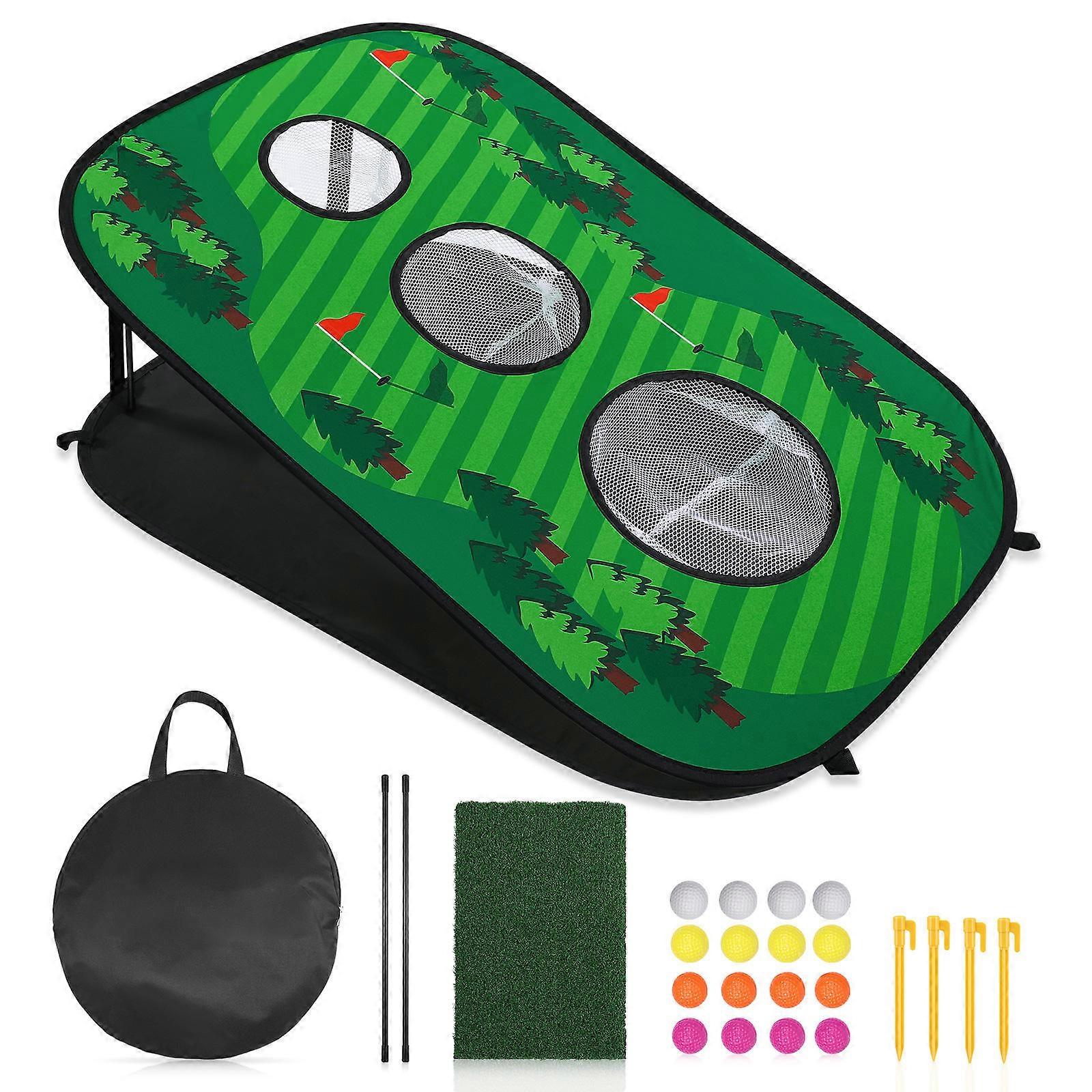 Hitting Golf Net Clispeed Foldable Chipping Game Set Practice Training Green 90x60x35cm Portable 1Set