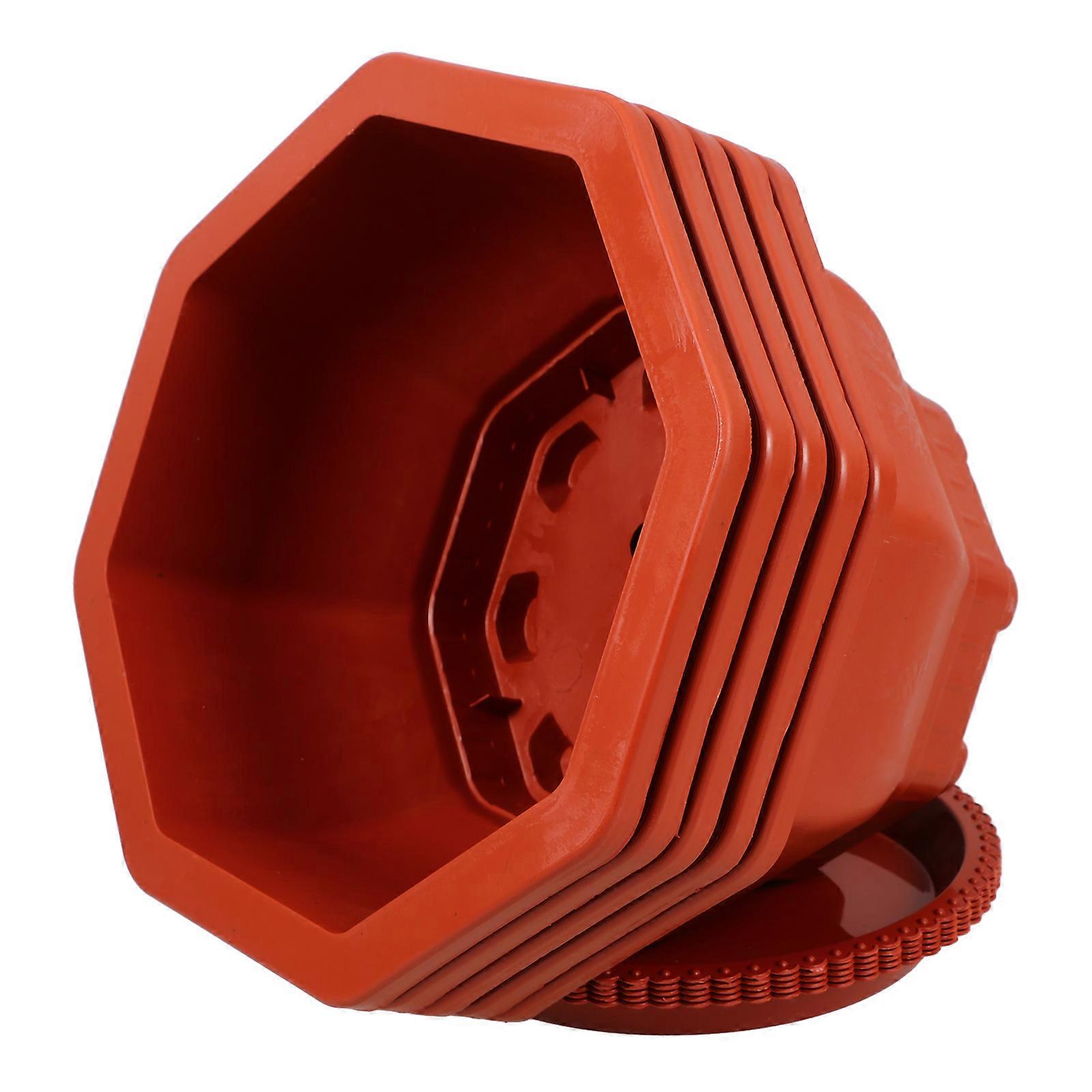 Bonsai Pot Hexagon Design Classic Plant Container Nursery Garden Decorative Hexagon Pots Thickened Plastic Red 5Pcs