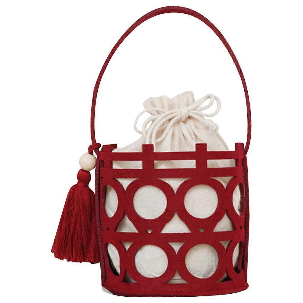 Box With Handle Classical present Packaging Wedding Candy Basket 7.86X4.72X4.72in Felt 1 Set