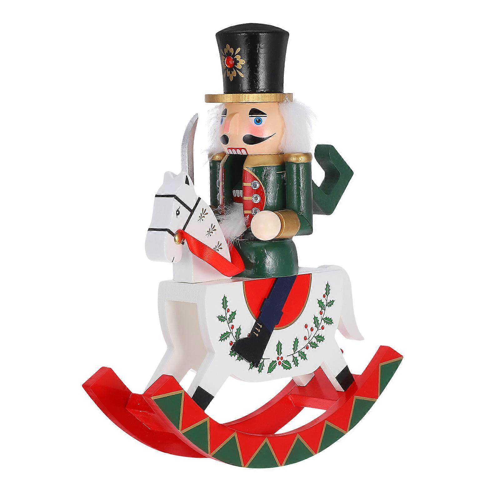 Wooden Nutcracker Ornaments Soldier Decoration Tabletop Decor Green 1Pack