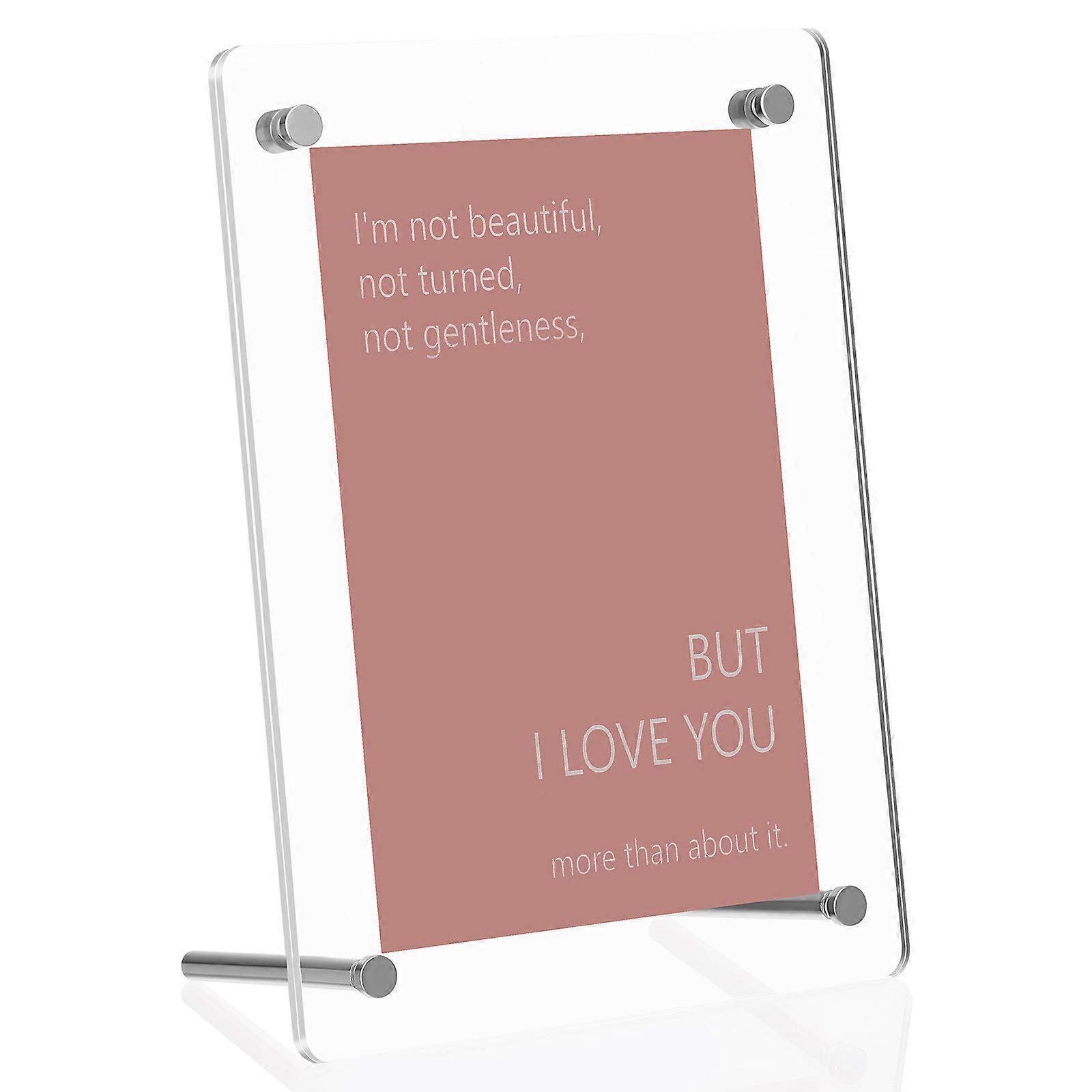 Clear Picture Frame Acrylic Photo Stand Home Decor Square with Rounded Corners Horizontal and Vertical Placement 1 Set