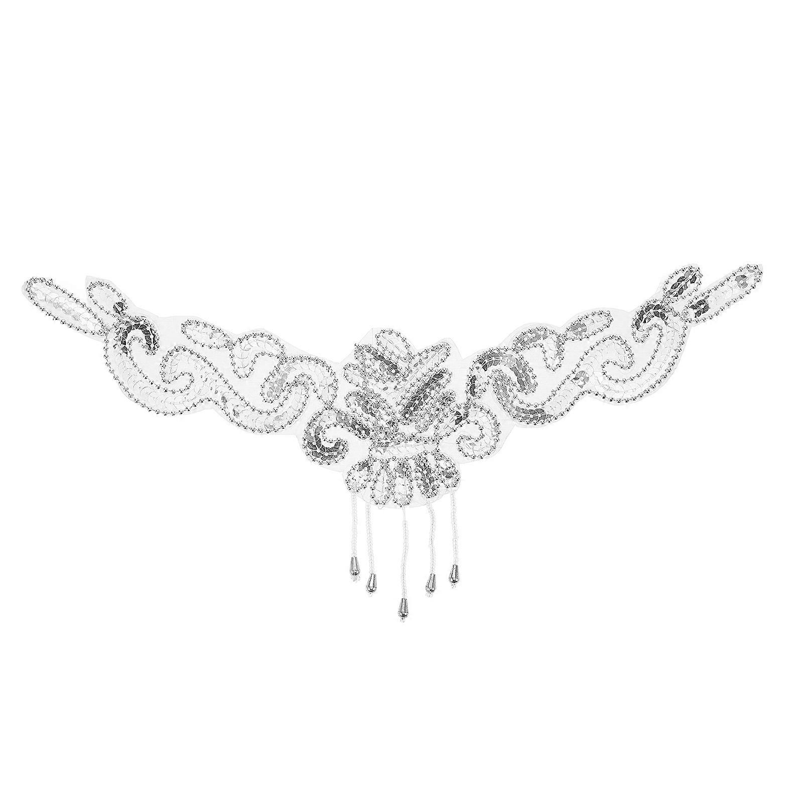 Rhinestone Forehead Chain Headpiece For Dancers Dance Performance Flower Shape Silver 1Pcs