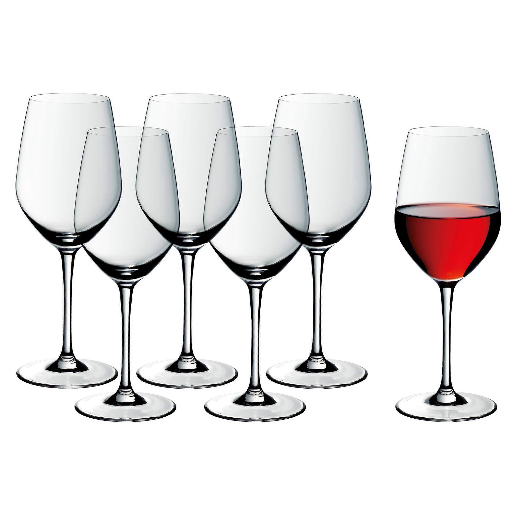Easy Plus Red Wine Glasses Set of 6, 450 ml Crystal Glass, Dishwasher Safe, Clear Red Wine Tumblers for Home Entertaining